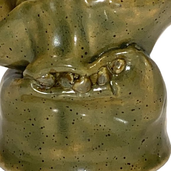 Weird Unusual and One of a Kind Pottery Vase Planter Green Glazed Eclectic - Picture 4 of 8